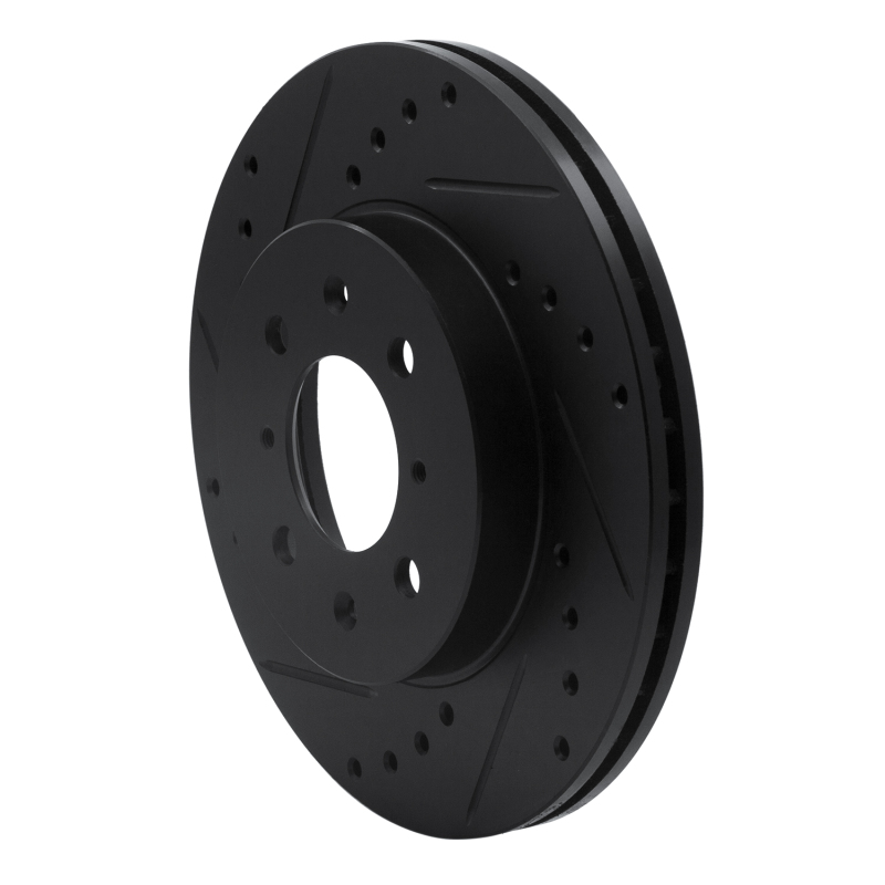 Fiat Panda Brake Rotor (1) - Front Left - R1 Concepts - Drilled & Slotted - Black - `06-`11